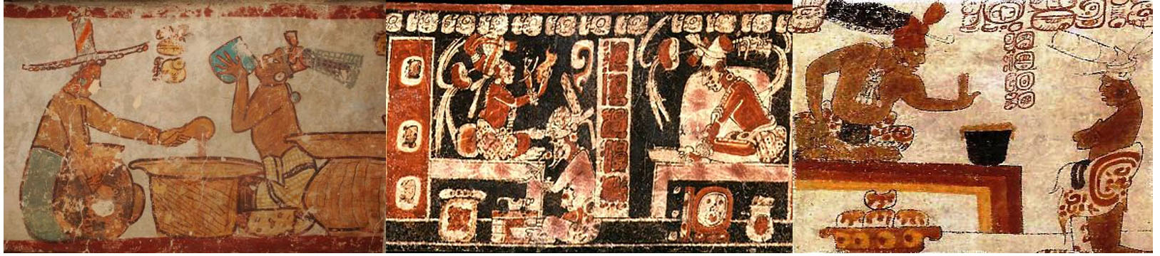 Historia del chocolate. Imágenes antiguas sobre los ritos incas y mayas del chocolate.