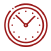 Icono reloj rojo y blanco