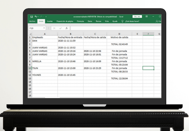 registro horario en excell de restaurantes y bares para cumplir con la normativa de horarios