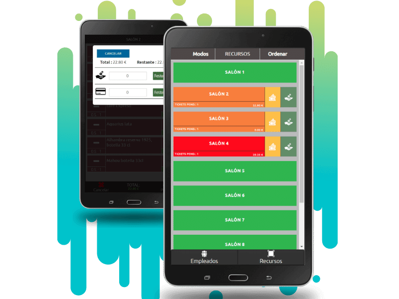 comandero-movil-para-hosteleria comandero para hostelería con gestión de mesas y terraza, alérgenos, platos. Comandero con impresora.