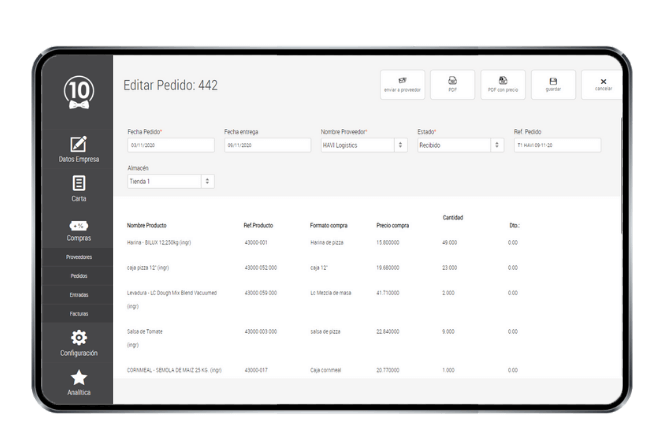 imagen gestion de compras Software TPV Camarero10 en multidispositivo
